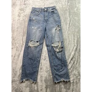 BDG Womens Sz 28 Designer Jeans Blue High Rise Baggy Distressed Street Fashion